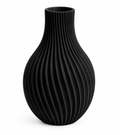 Black ribbed 3D printed statement vase
